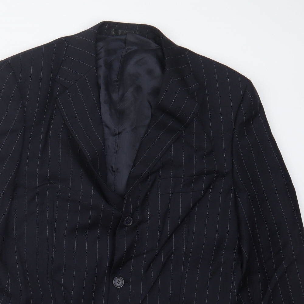 Yves Saint Laurent Mens Blue Striped  Jacket Suit Jacket Size 36