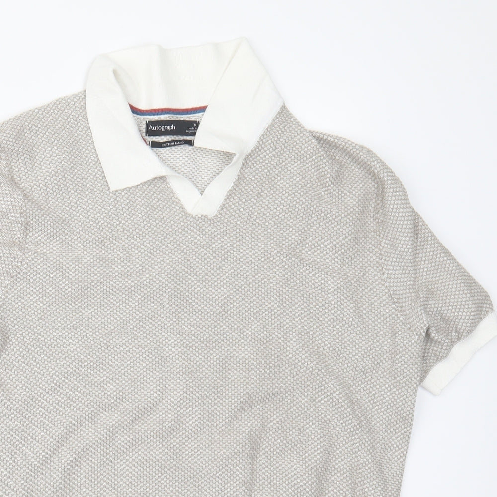 Autograph Mens Beige  Knit  Polo Size M