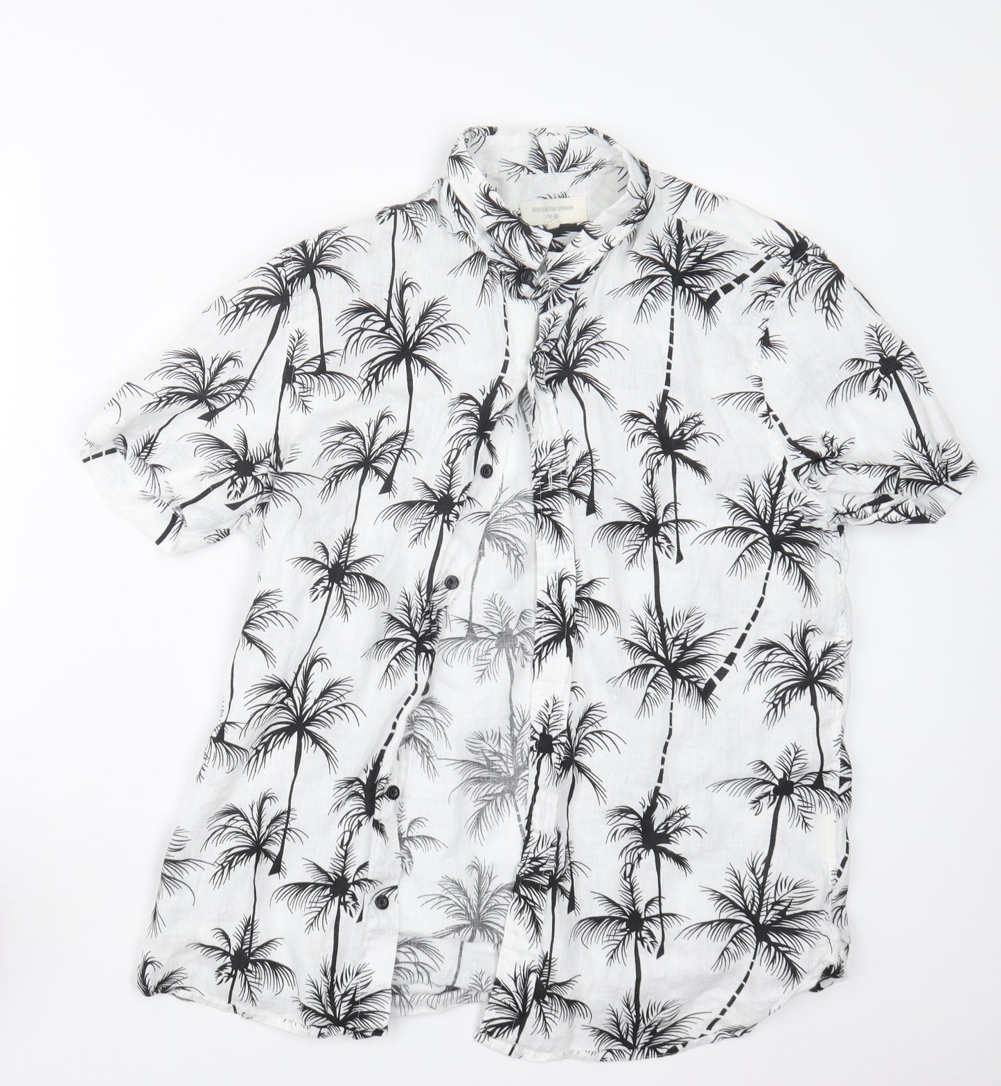 Frederik Anderson Copenhagen Mens Black Geometric   Button-Up Size M