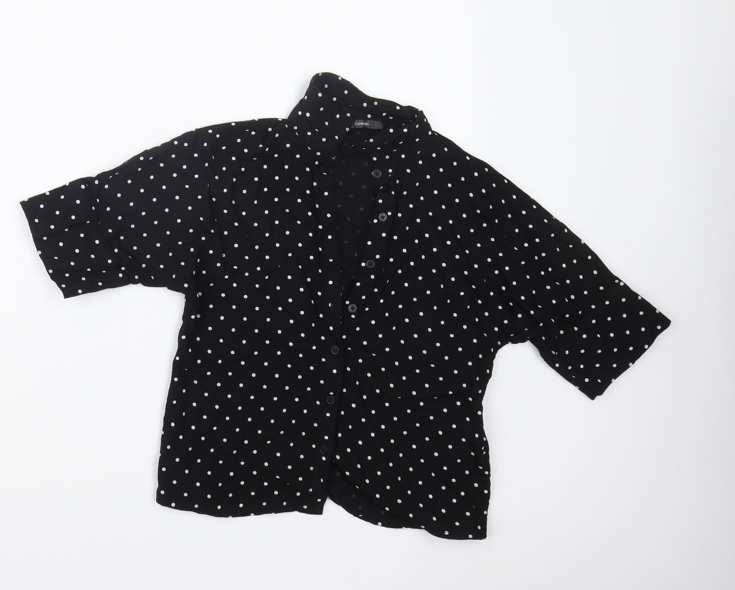 George Girls Black Polka Dot  Basic Button-Up Size 8-9 Years