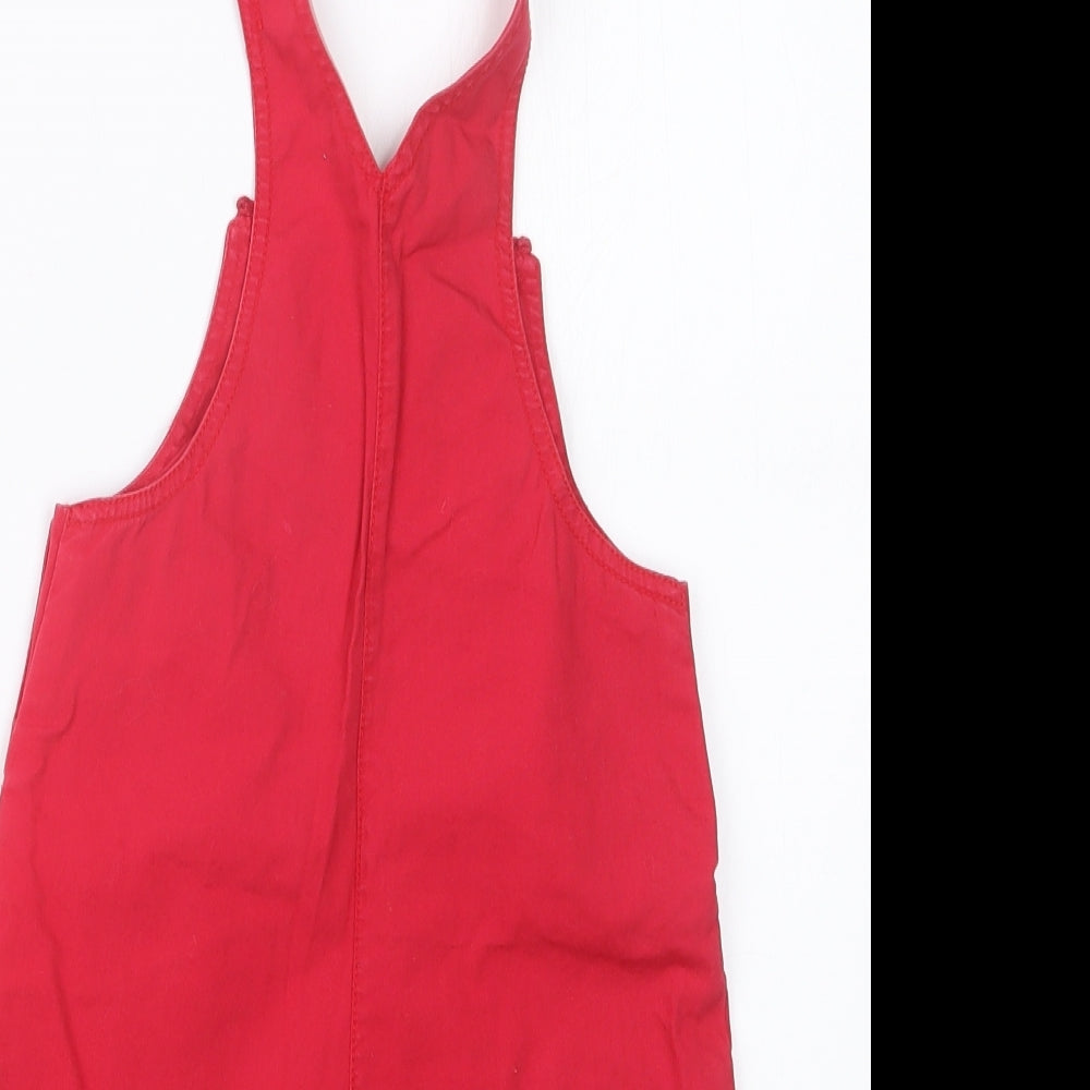 George Girls Red   Dungaree Outfit/Set Size 12-18 Months