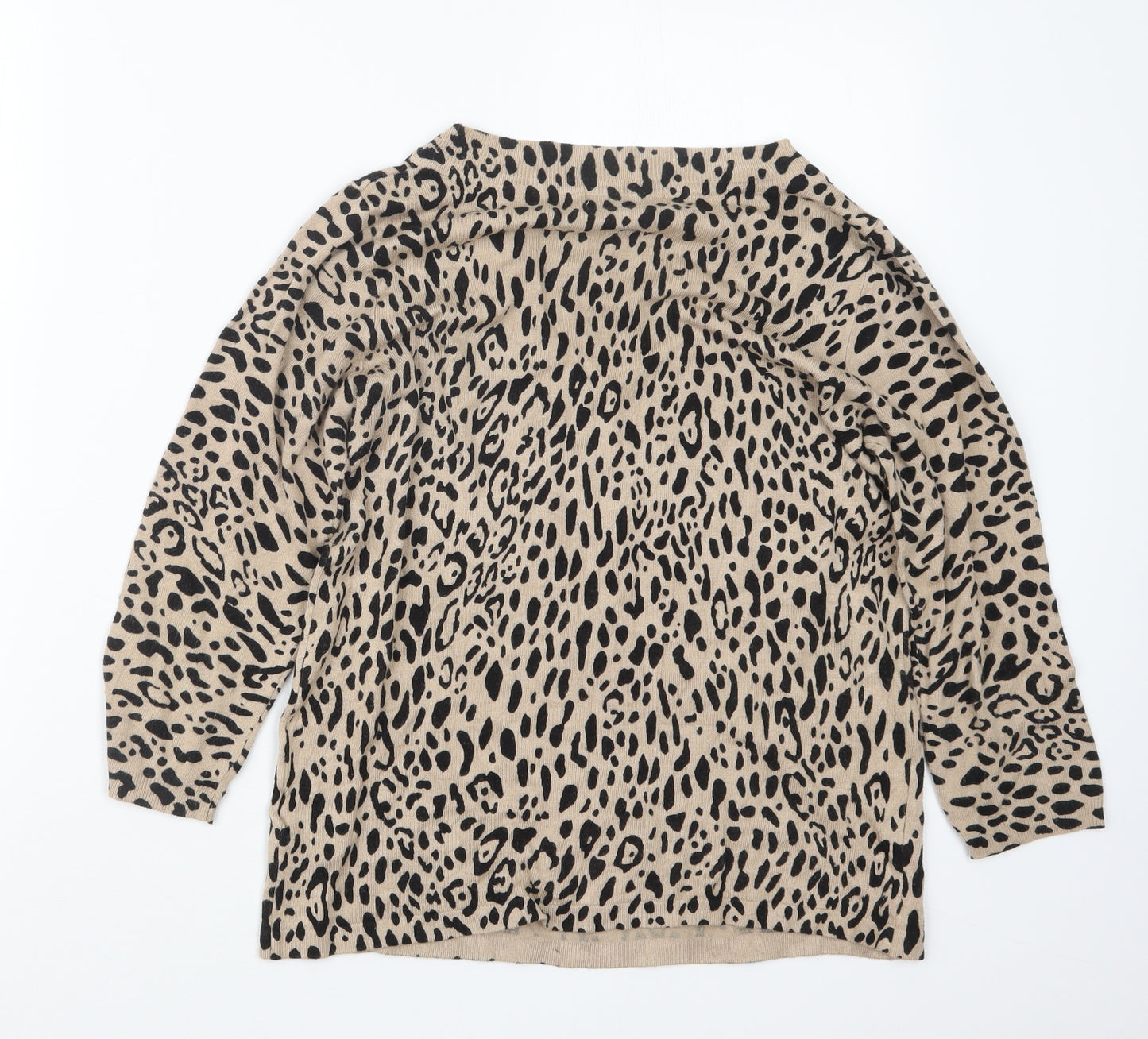 Marks and Spencer Womens Beige Animal Print Knit Pullover Jumper Size 12