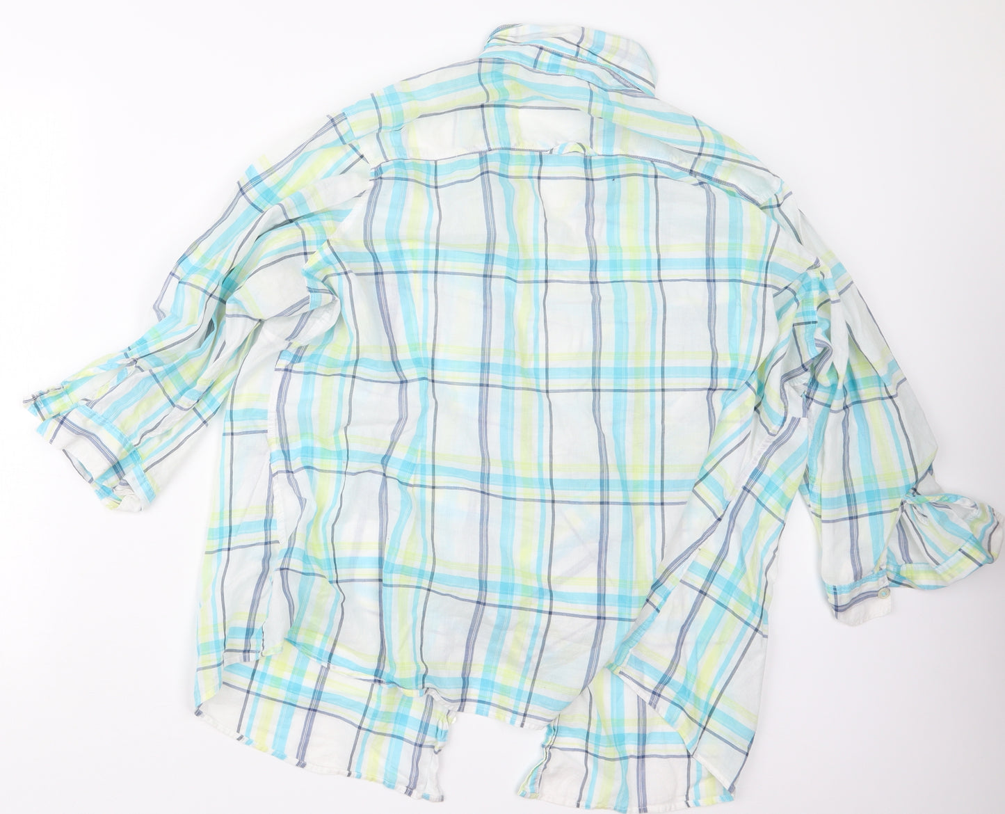 Marks and Spencer Womens Blue Check  Basic Button-Up Size 28