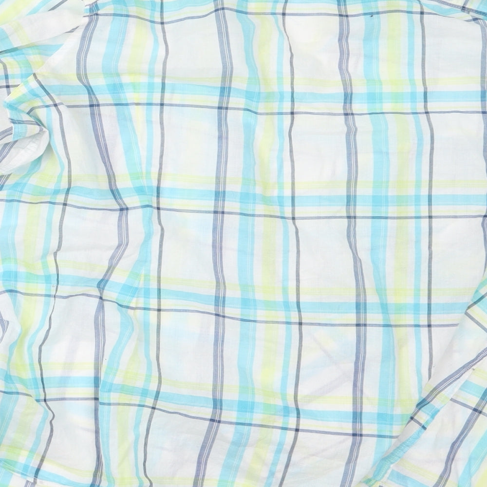 Marks and Spencer Womens Blue Check  Basic Button-Up Size 28