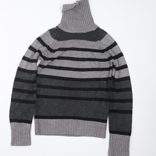 Dorothy Perkins Womens Grey Striped Knit Pullover Jumper Size 8
