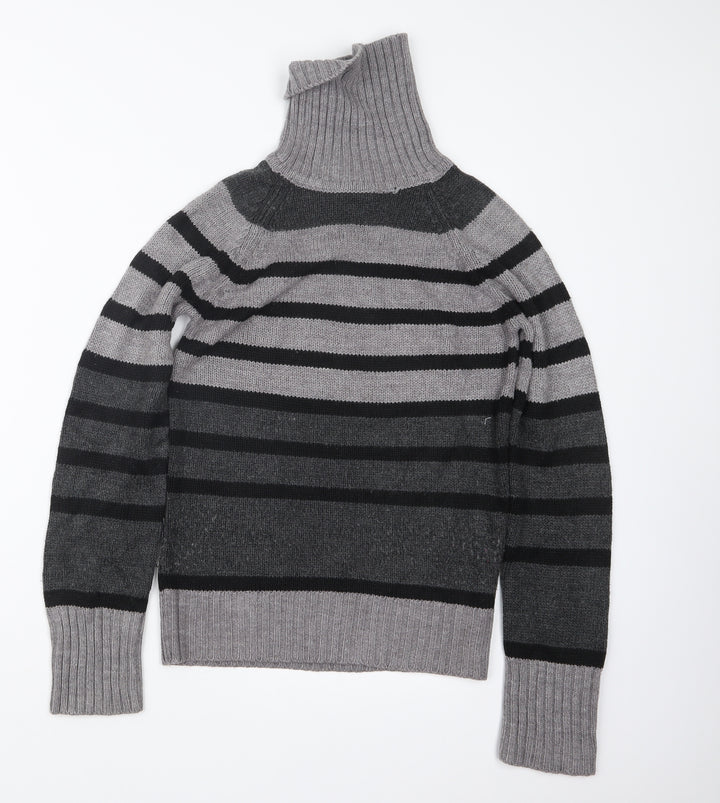 Dorothy Perkins Womens Grey Striped Knit Pullover Jumper Size 8