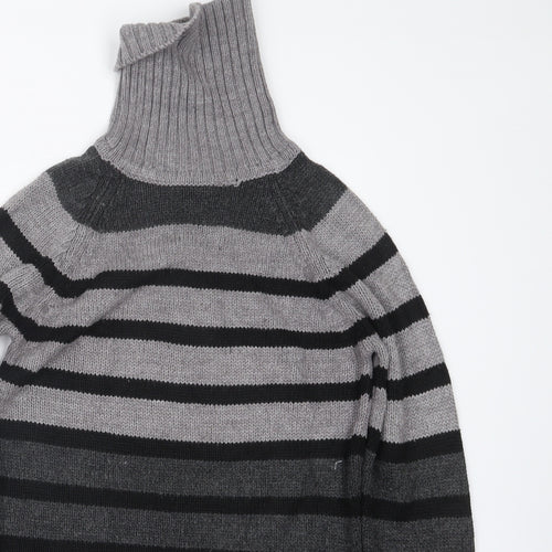 Dorothy Perkins Womens Grey Striped Knit Pullover Jumper Size 8