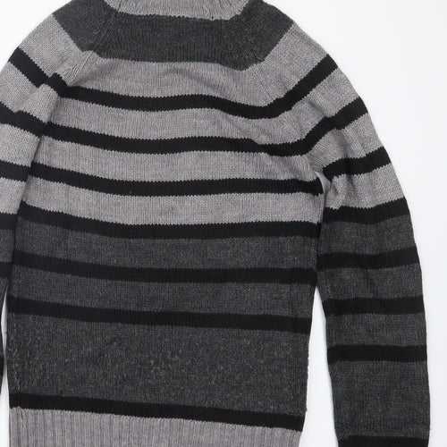 Dorothy Perkins Womens Grey Striped Knit Pullover Jumper Size 8