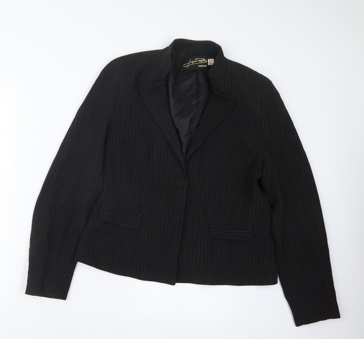 Logion Roots Womens Black Striped  Jacket  Size 16