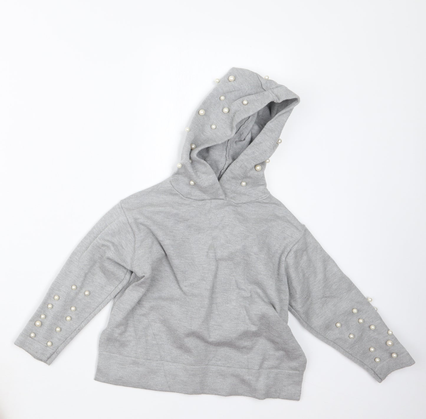 Zara Girls Grey  Knit Pullover Hoodie Size 5 Years