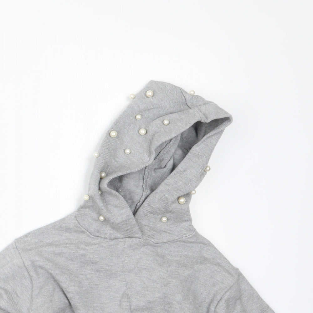 Zara Girls Grey  Knit Pullover Hoodie Size 5 Years