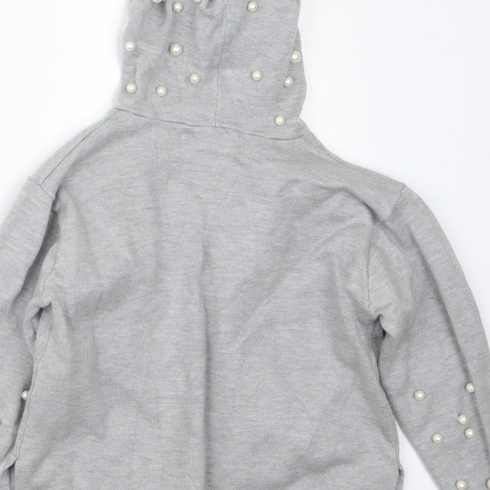 Zara Girls Grey  Knit Pullover Hoodie Size 5 Years