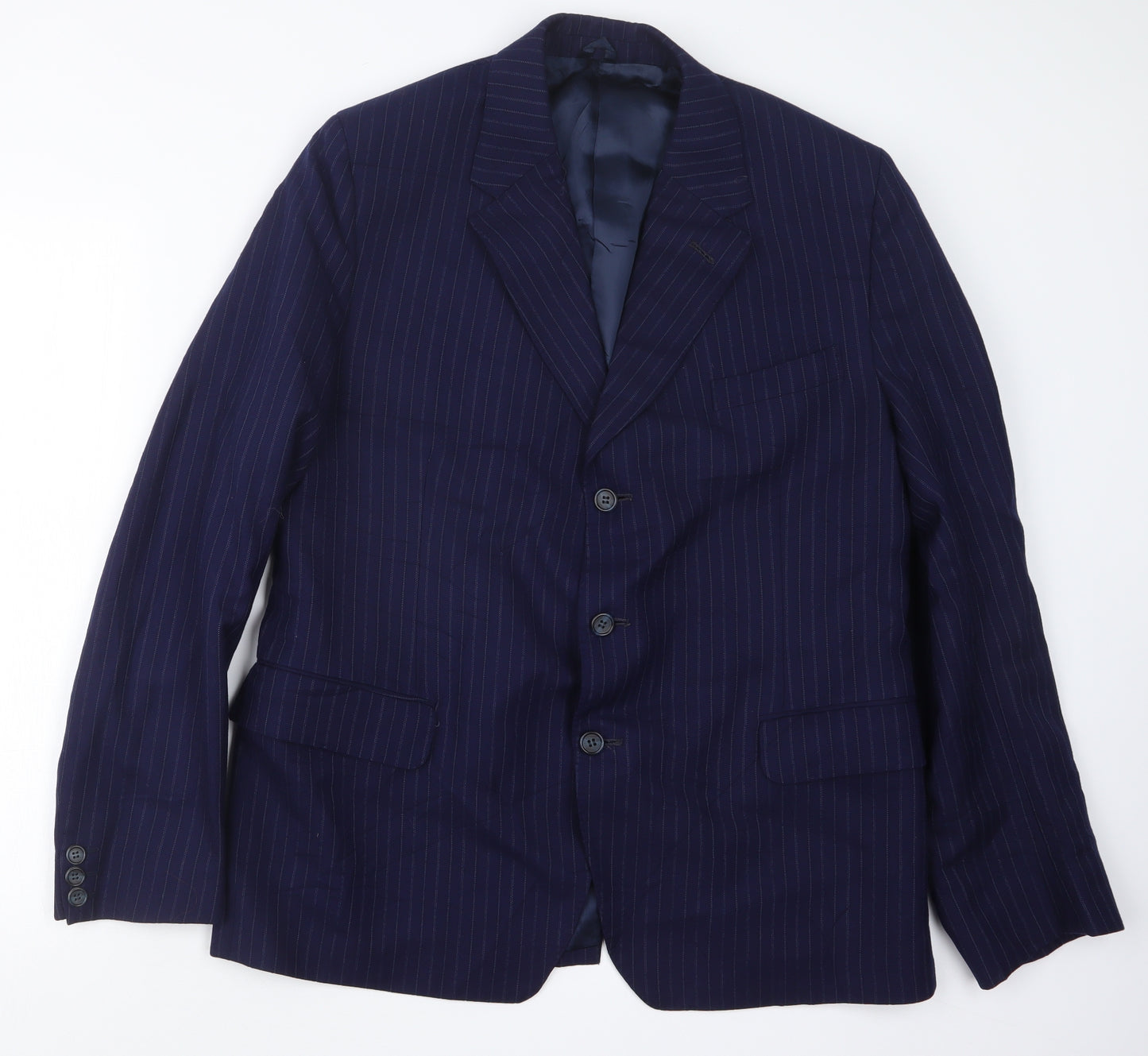 Preworn Mens Blue Striped  Jacket Suit Jacket Size 38