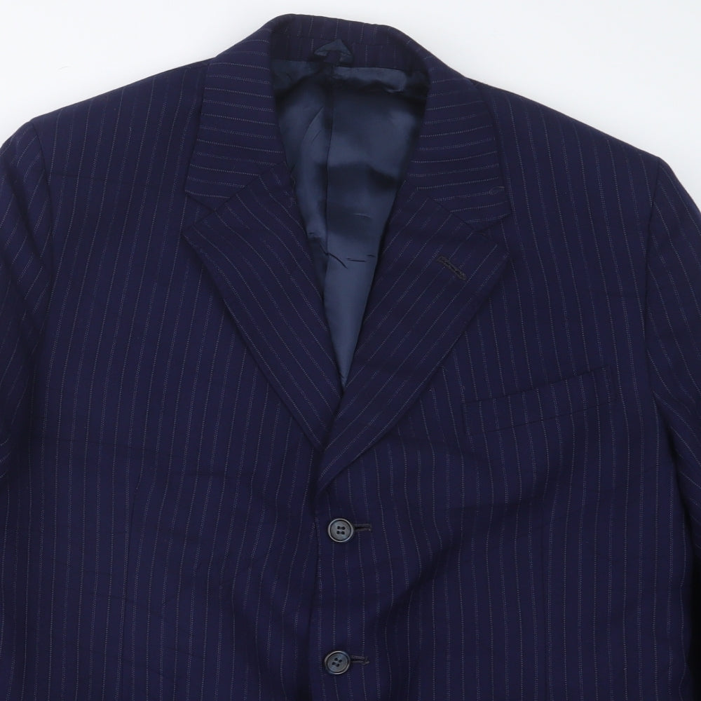 Preworn Mens Blue Striped  Jacket Suit Jacket Size 38