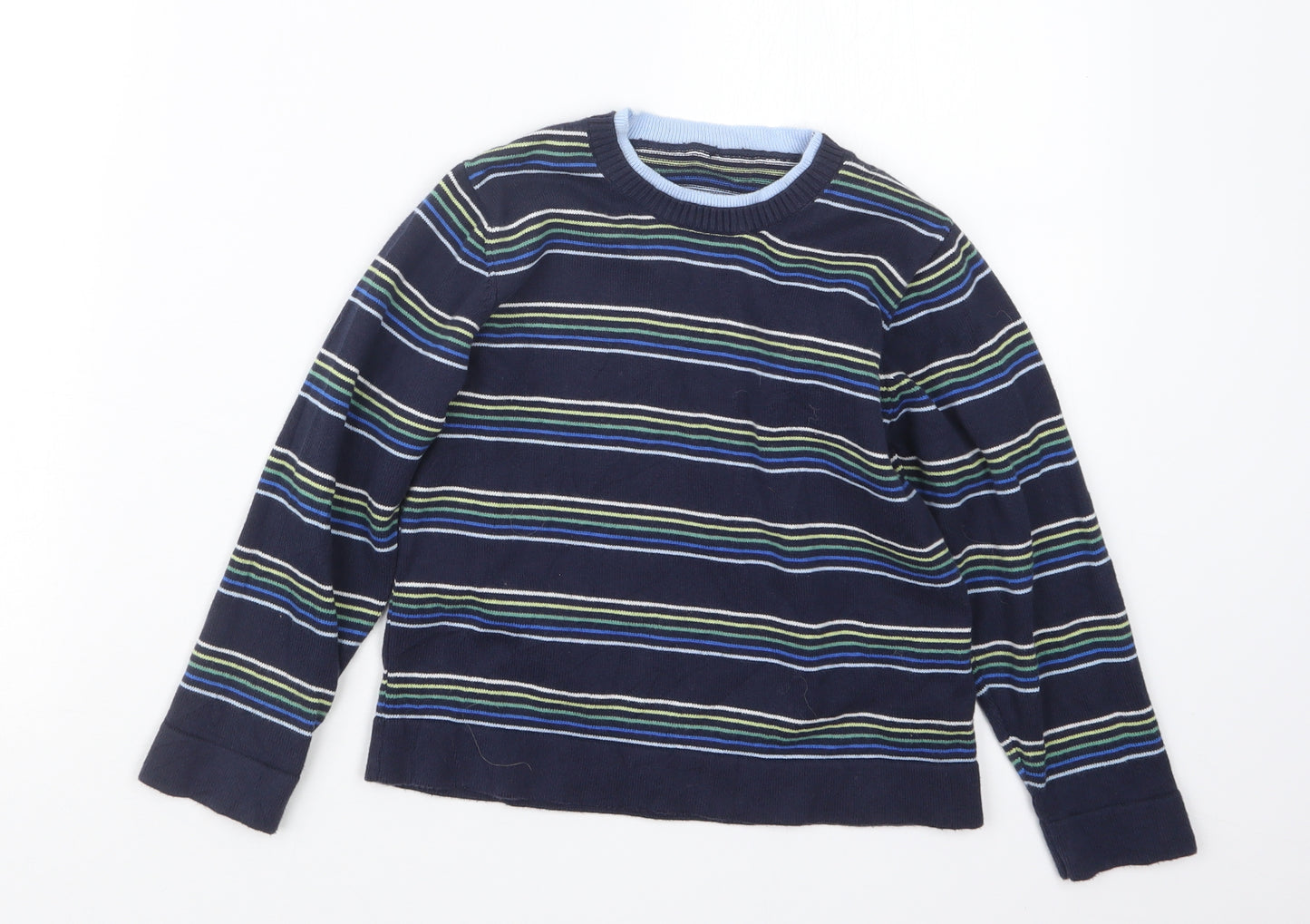 Marks and Spencer Boys Blue Striped Knit Pullover Jumper Size 5-6 Years