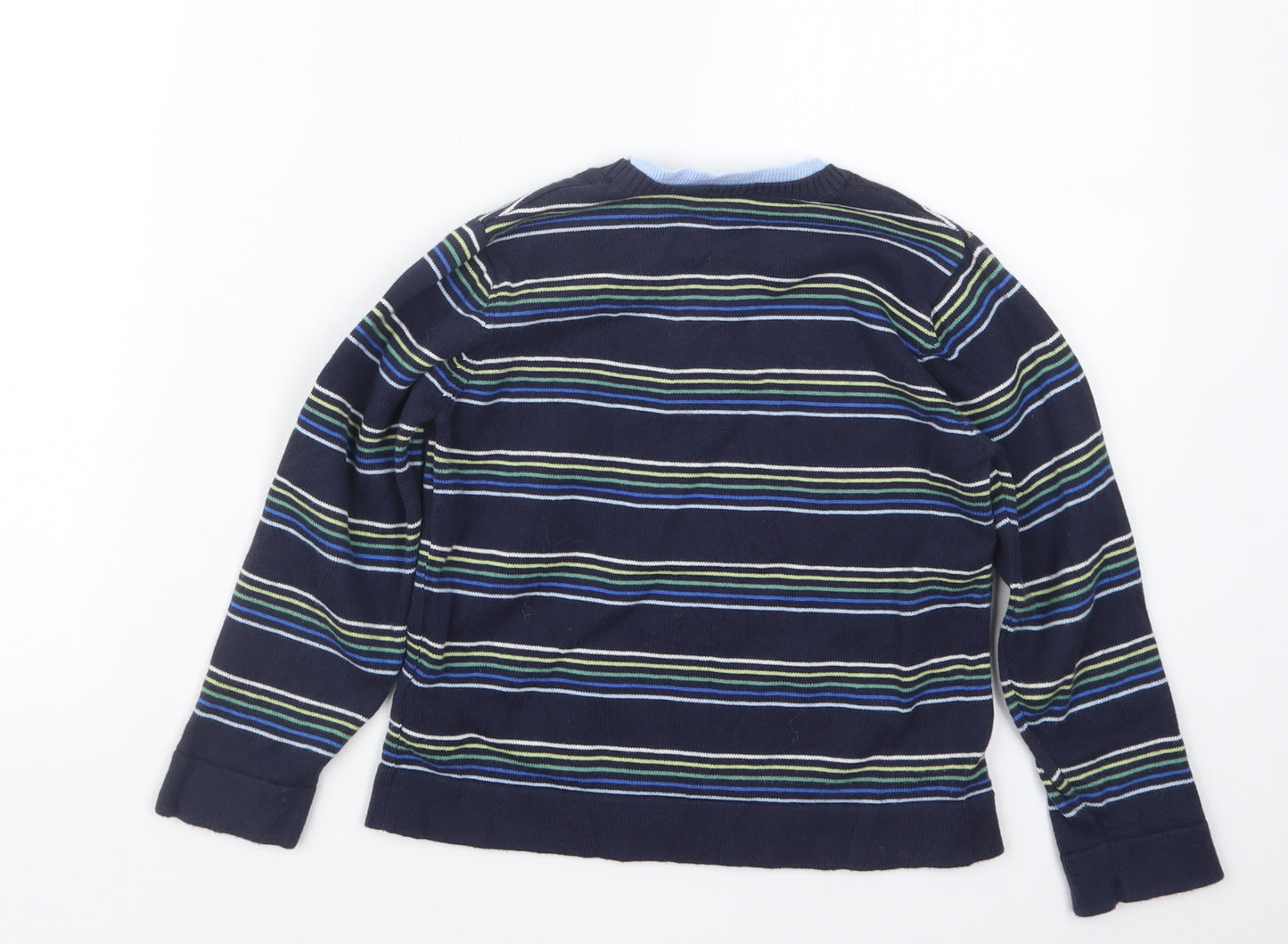 Marks and Spencer Boys Blue Striped Knit Pullover Jumper Size 5-6 Years