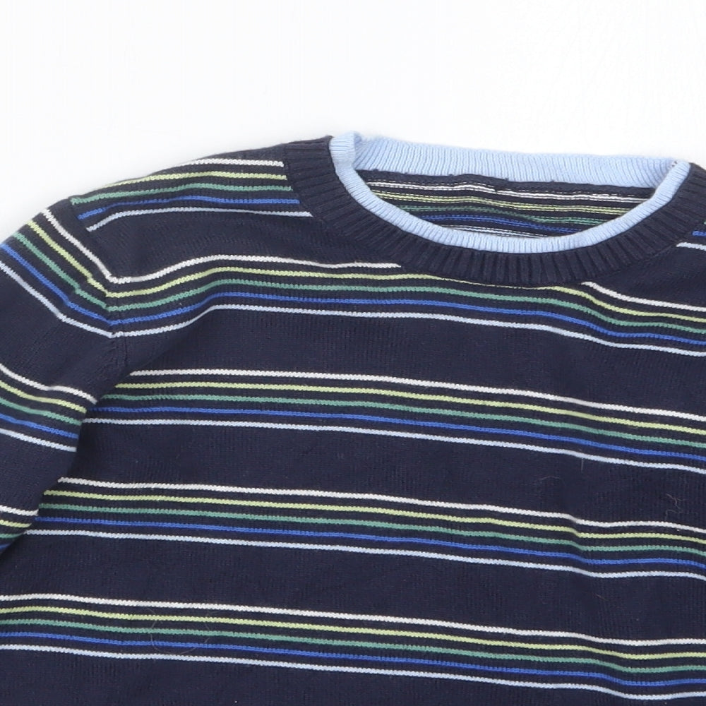 Marks and Spencer Boys Blue Striped Knit Pullover Jumper Size 5-6 Years