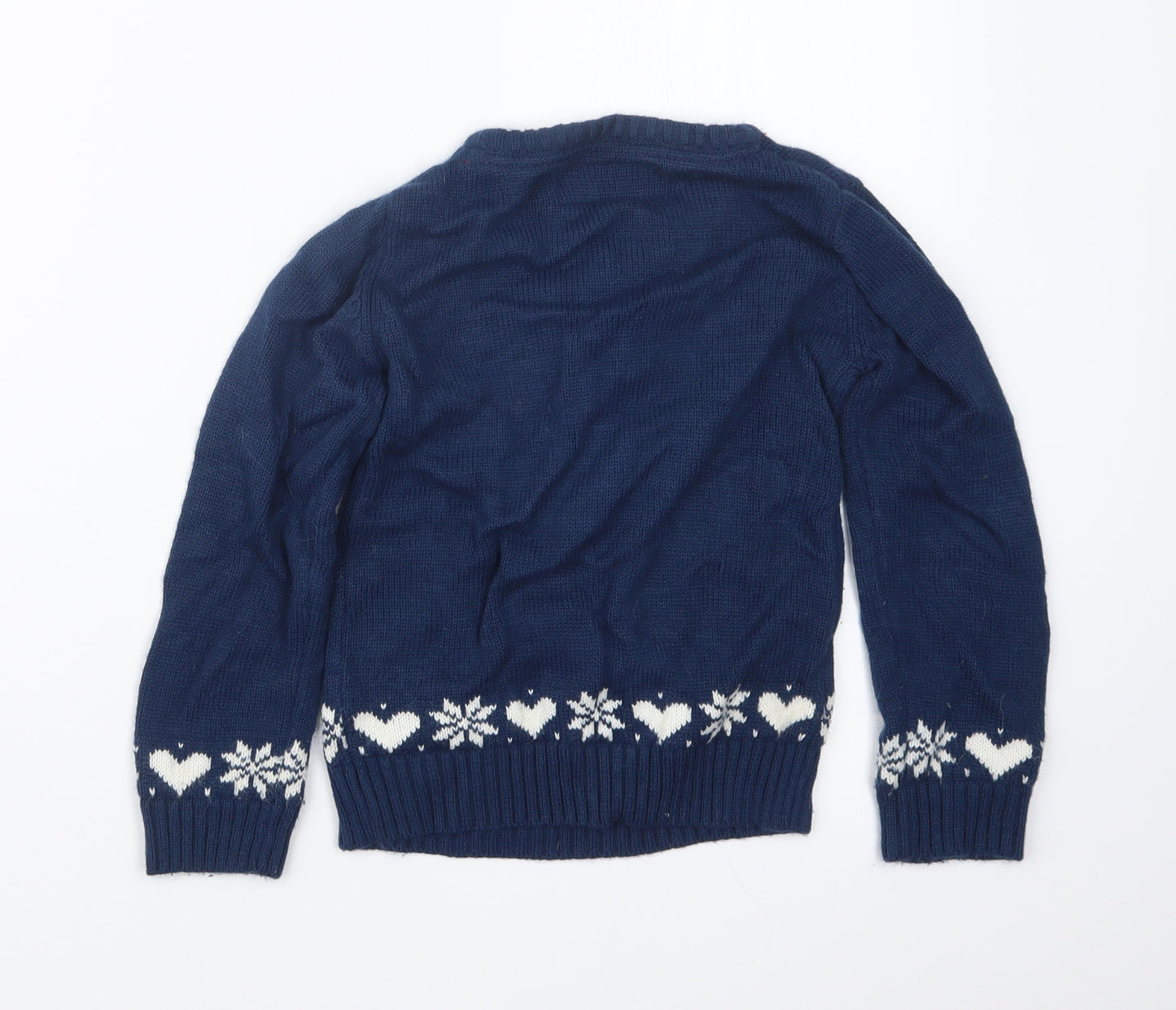 Young Dimension Girls Blue  Knit Pullover Jumper Size 7-8 Years  - Christmas
