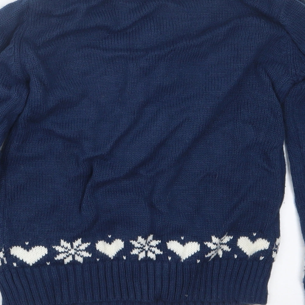 Young Dimension Girls Blue  Knit Pullover Jumper Size 7-8 Years  - Christmas