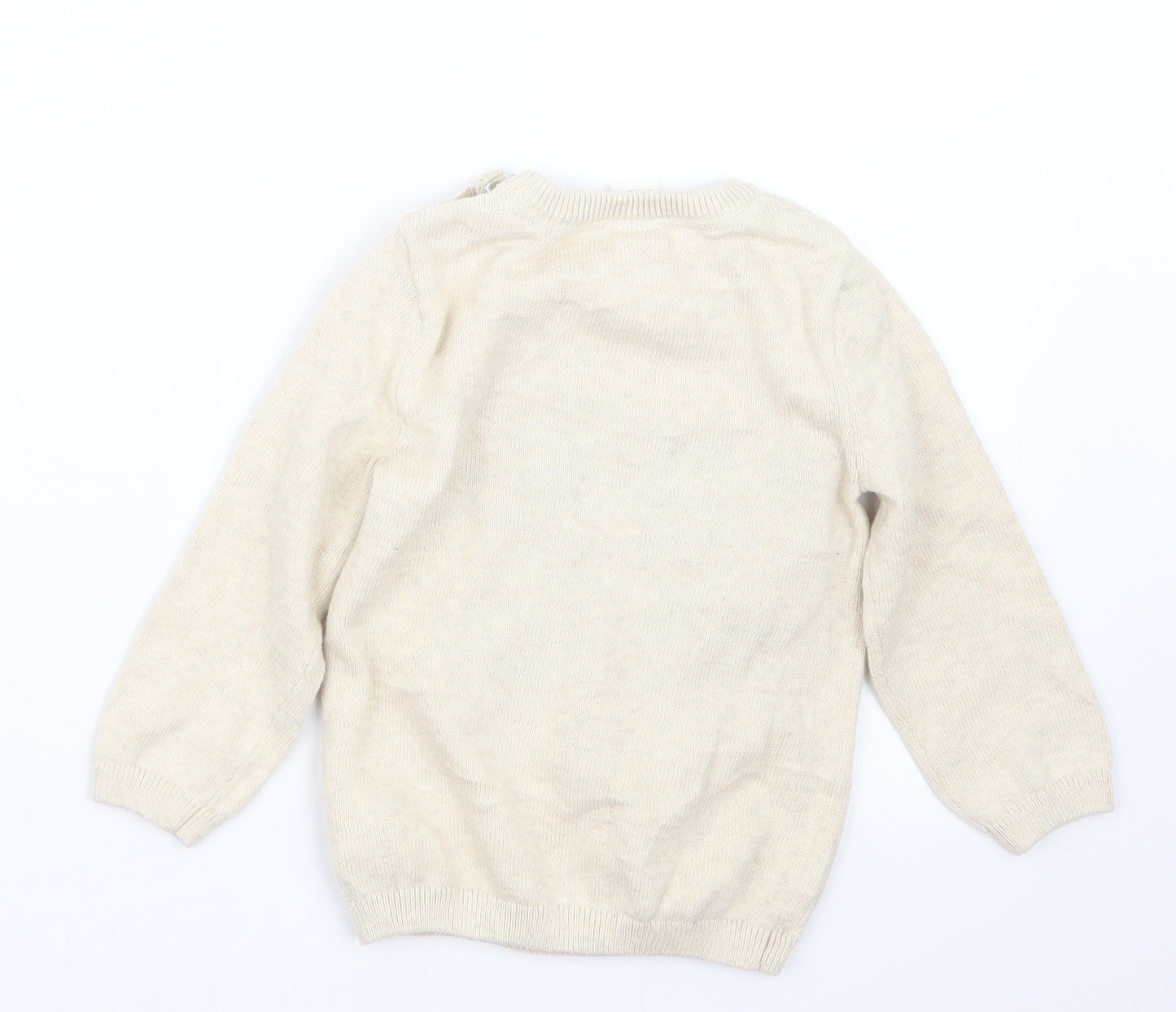 H&M Girls Beige  Knit Pullover Jumper Size 12-18 Months  - Christmas