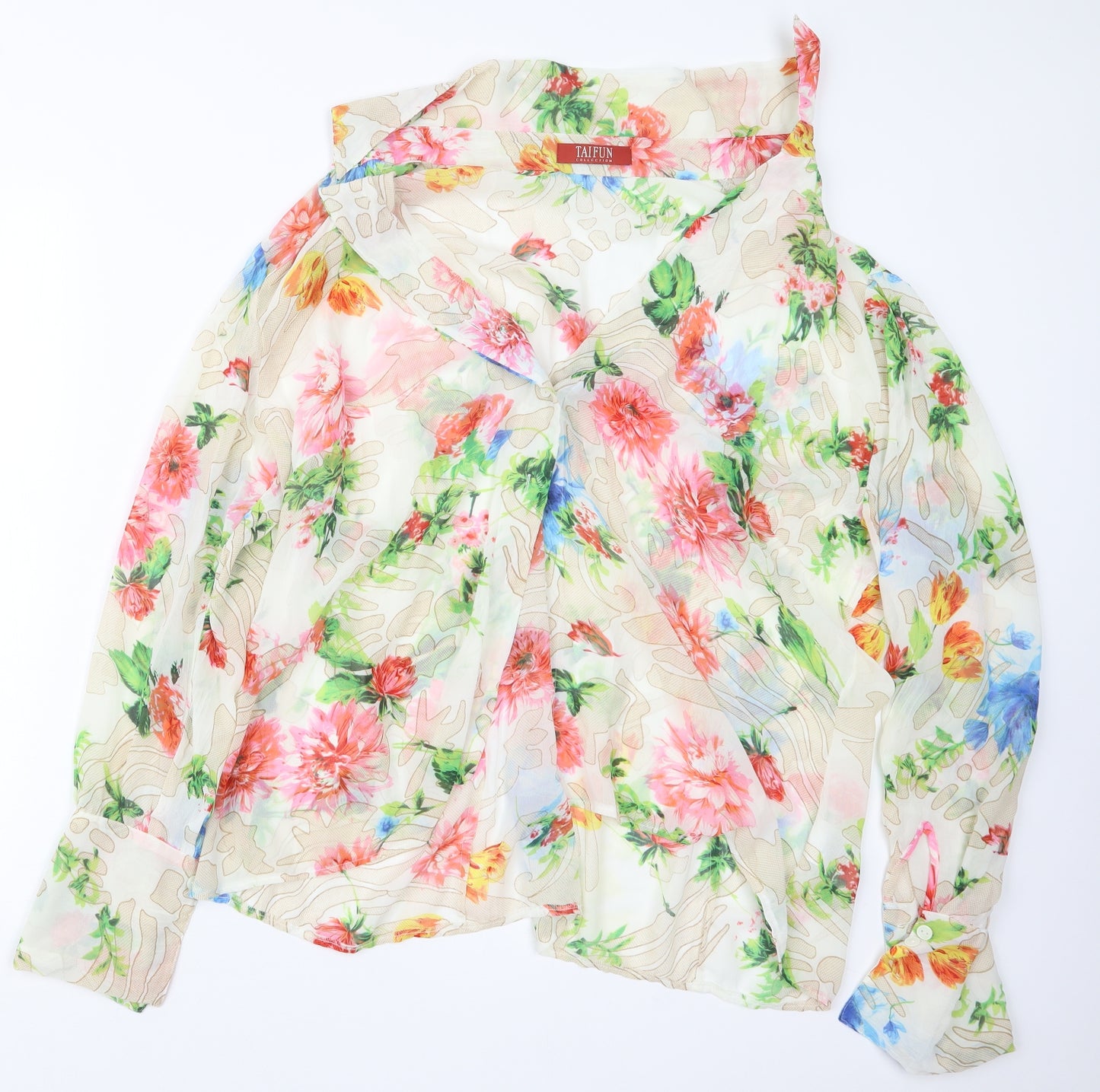 Taifun Womens Red Floral  Basic Button-Up Size 18