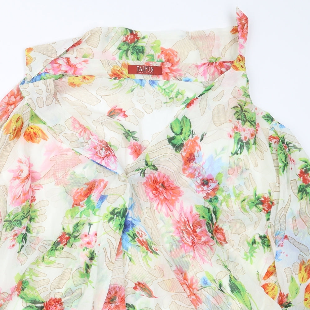 Taifun Womens Red Floral  Basic Button-Up Size 18