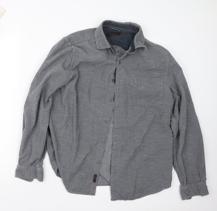 Black Brown 1826 Mens Grey Button-Up Size M