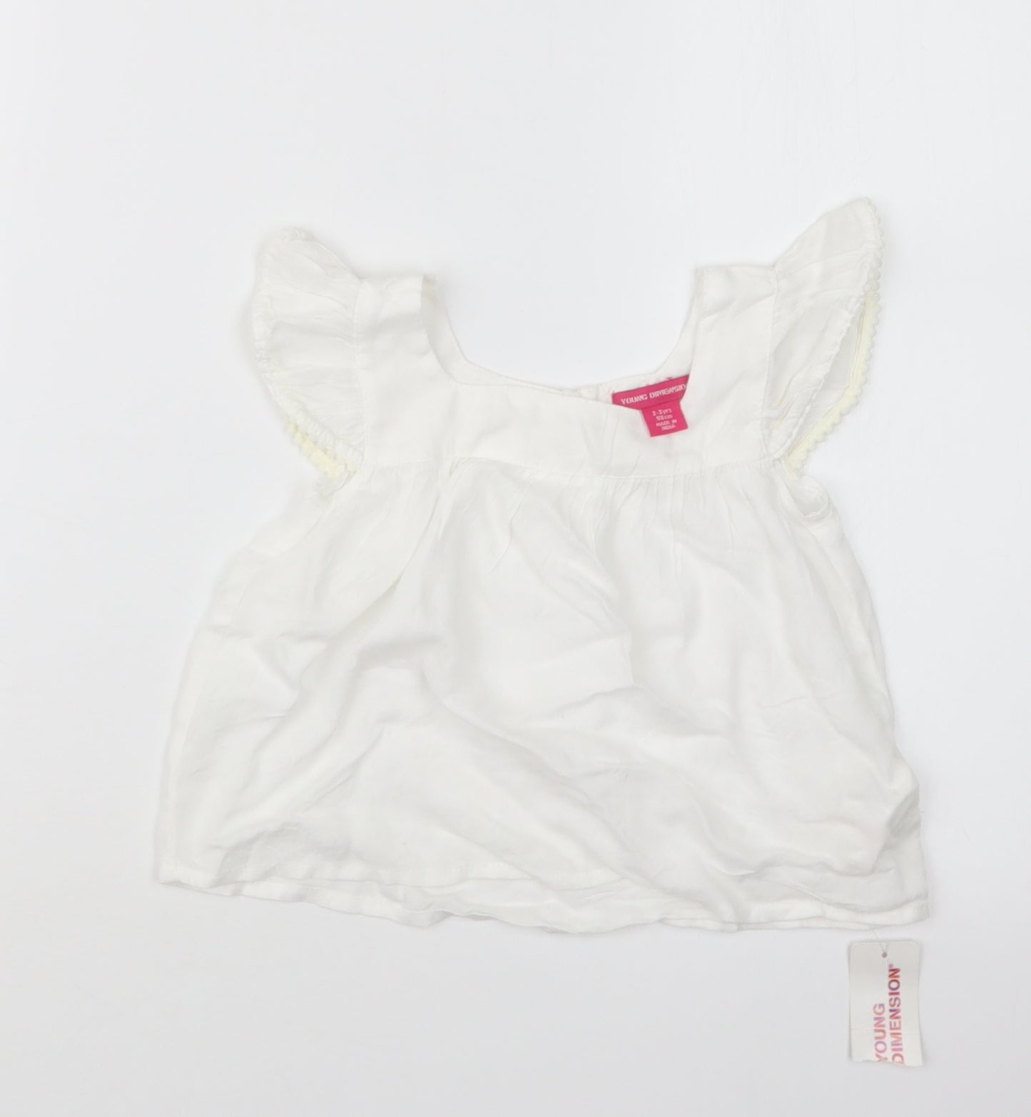 Young Dimension Girls White   Basic T-Shirt Size 2-3 Years