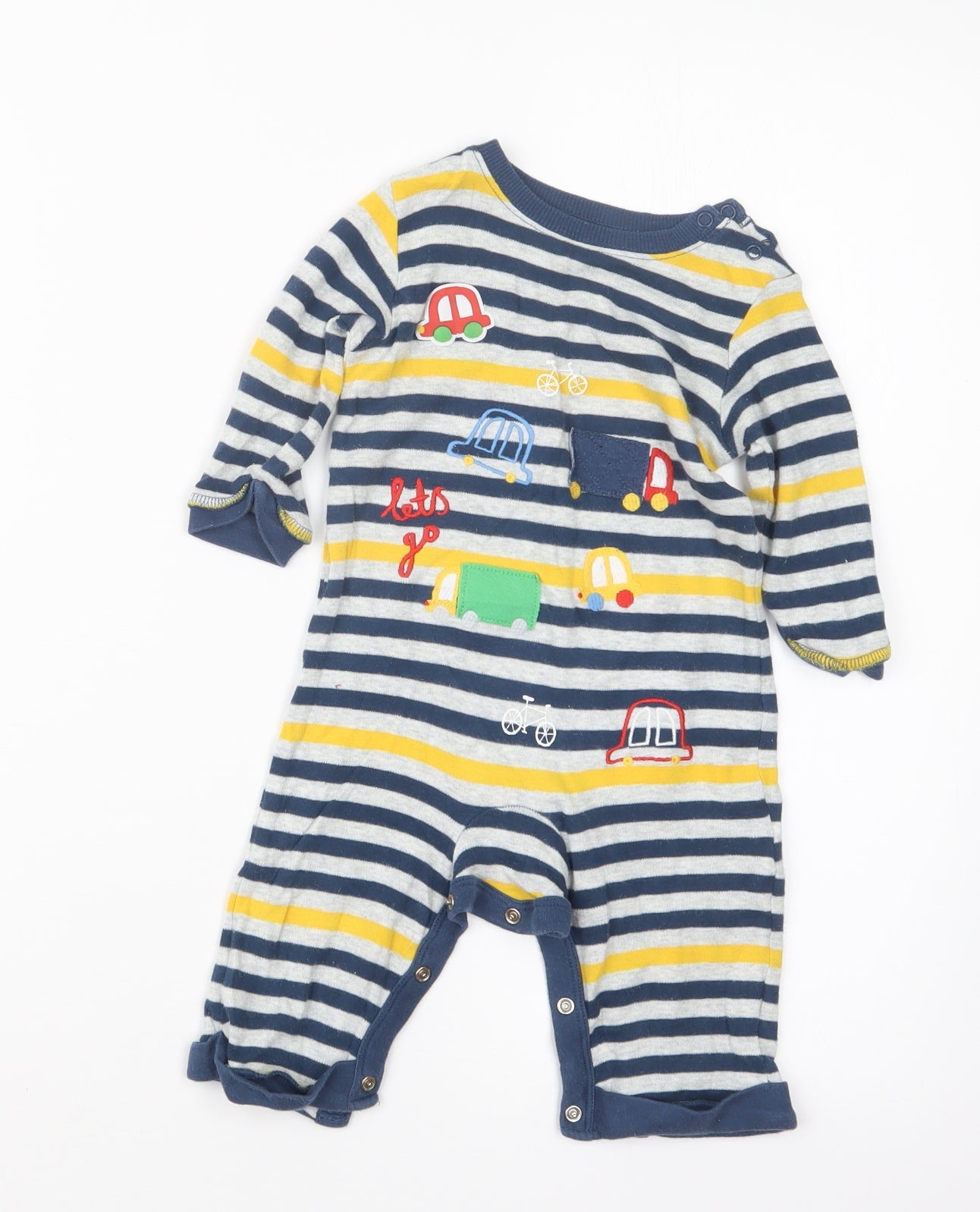 Mothercare Boys Blue Striped  Coverall Outfit/Set Size 3-6 Months