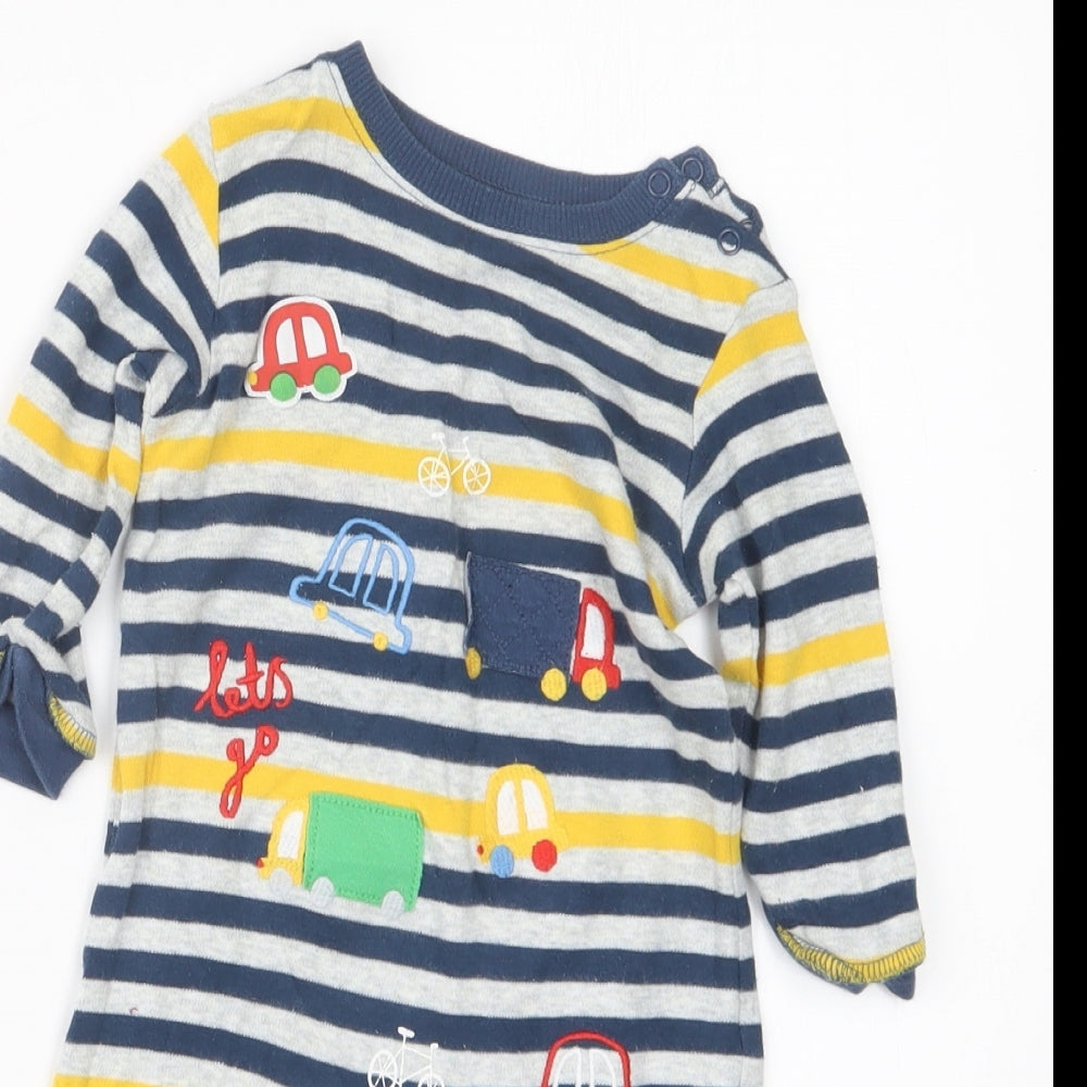 Mothercare Boys Blue Striped  Coverall Outfit/Set Size 3-6 Months