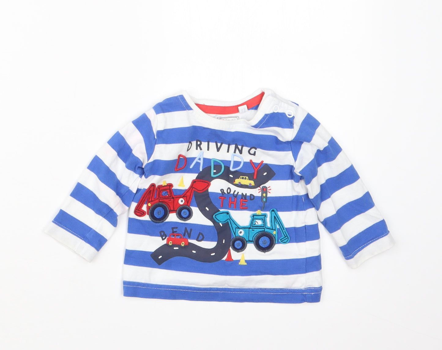 Blue Zoo Boys Blue Striped  Basic T-Shirt Size 3-6 Months