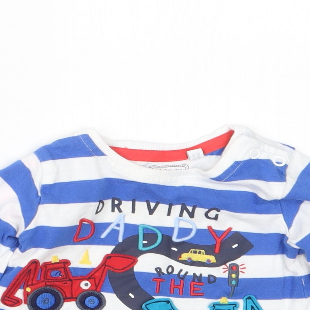 Blue Zoo Boys Blue Striped  Basic T-Shirt Size 3-6 Months
