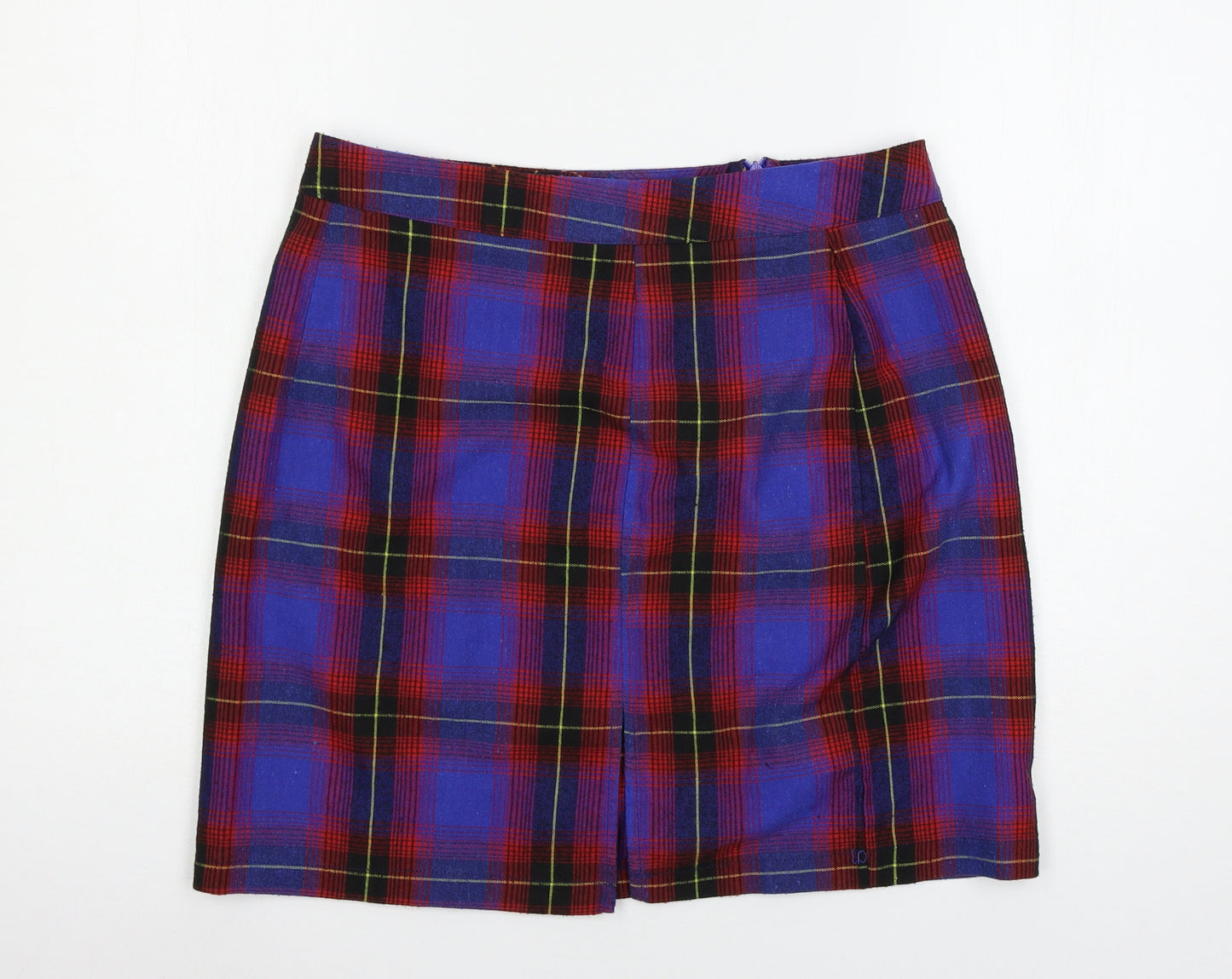 Boohoo Womens Blue Plaid  A-Line Skirt Size 14