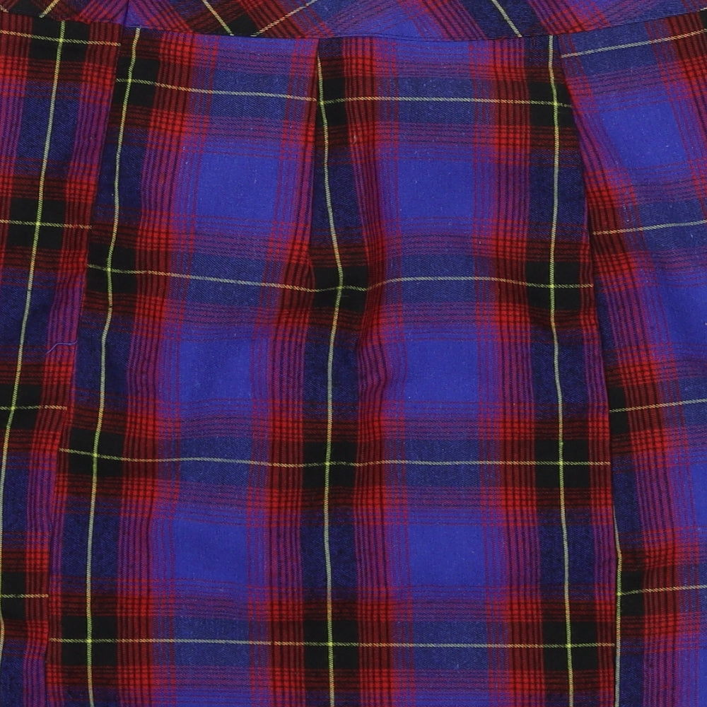 Boohoo Womens Blue Plaid  A-Line Skirt Size 14