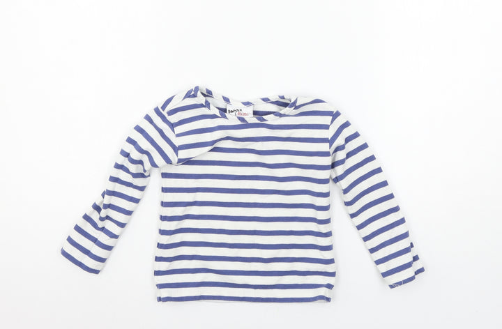 Bopster & Mimi Boys Blue Striped Jersey Basic T-Shirt Size 2 Years