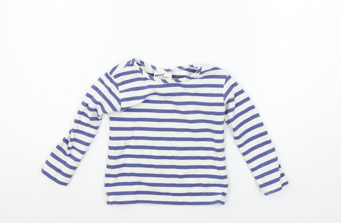Bopster & Mimi Boys Blue Striped Jersey Basic T-Shirt Size 2 Years