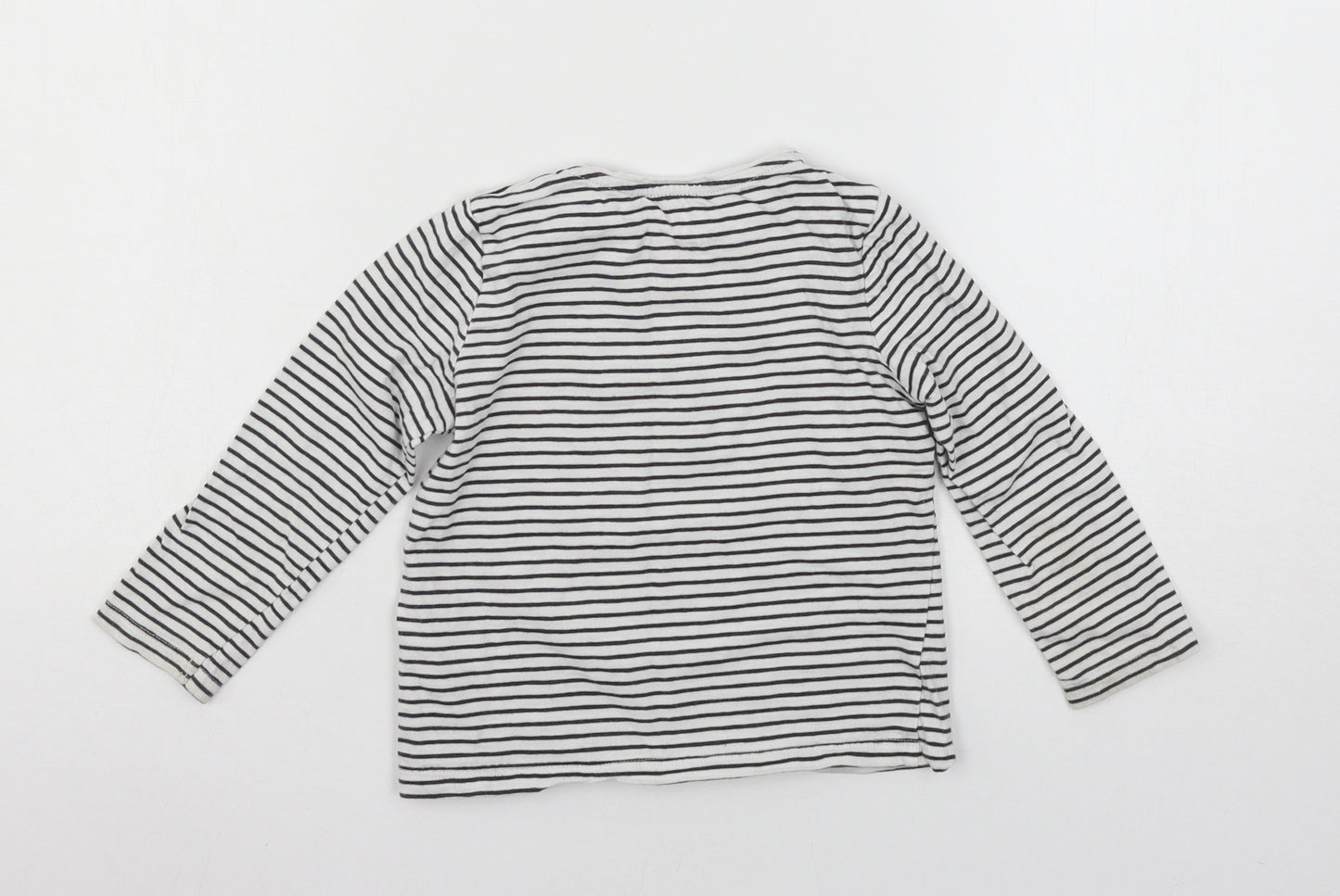 F&F Girls White Striped Jersey Basic T-Shirt Size 2-3 Years