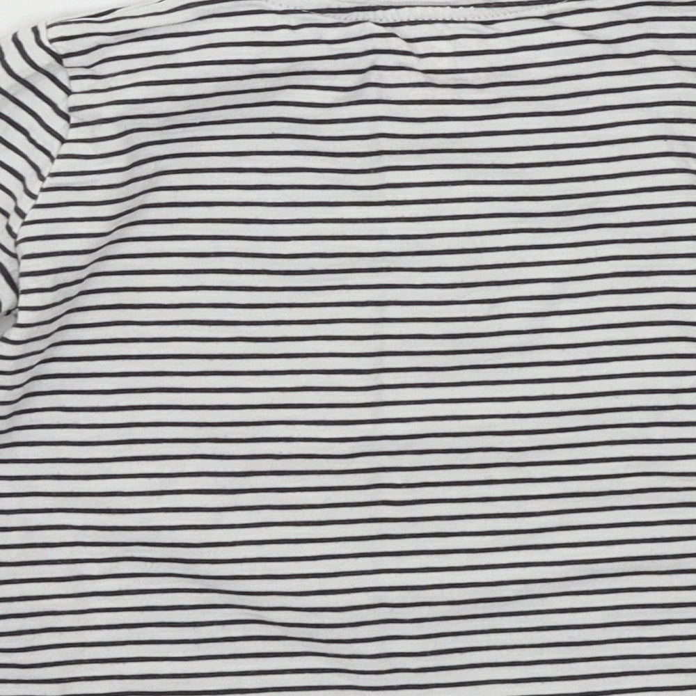 F&F Girls White Striped Jersey Basic T-Shirt Size 2-3 Years