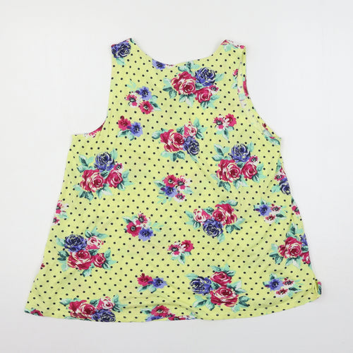 George Womens Yellow Floral Jersey Basic Tank Size 14