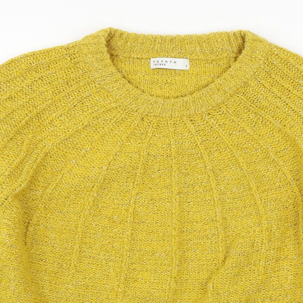 Papaya Womens White  Knit Pullover Jumper Size S