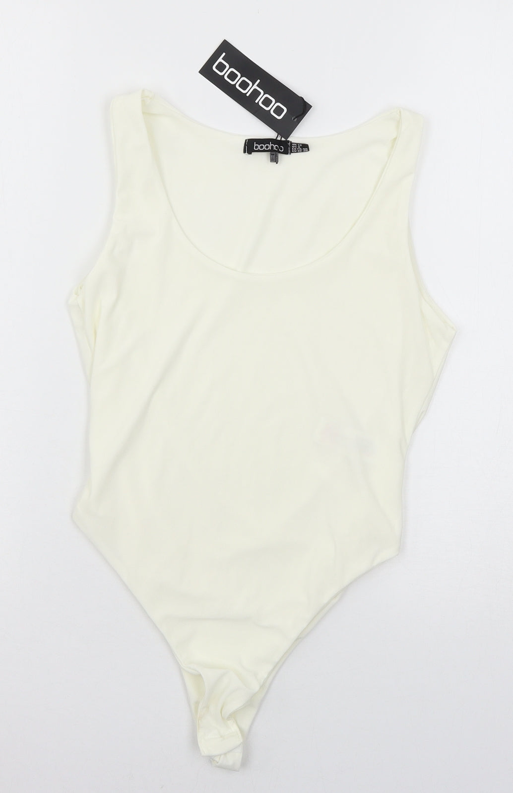 Boohoo Womens White  Jersey Bodysuit One-Piece Size 12