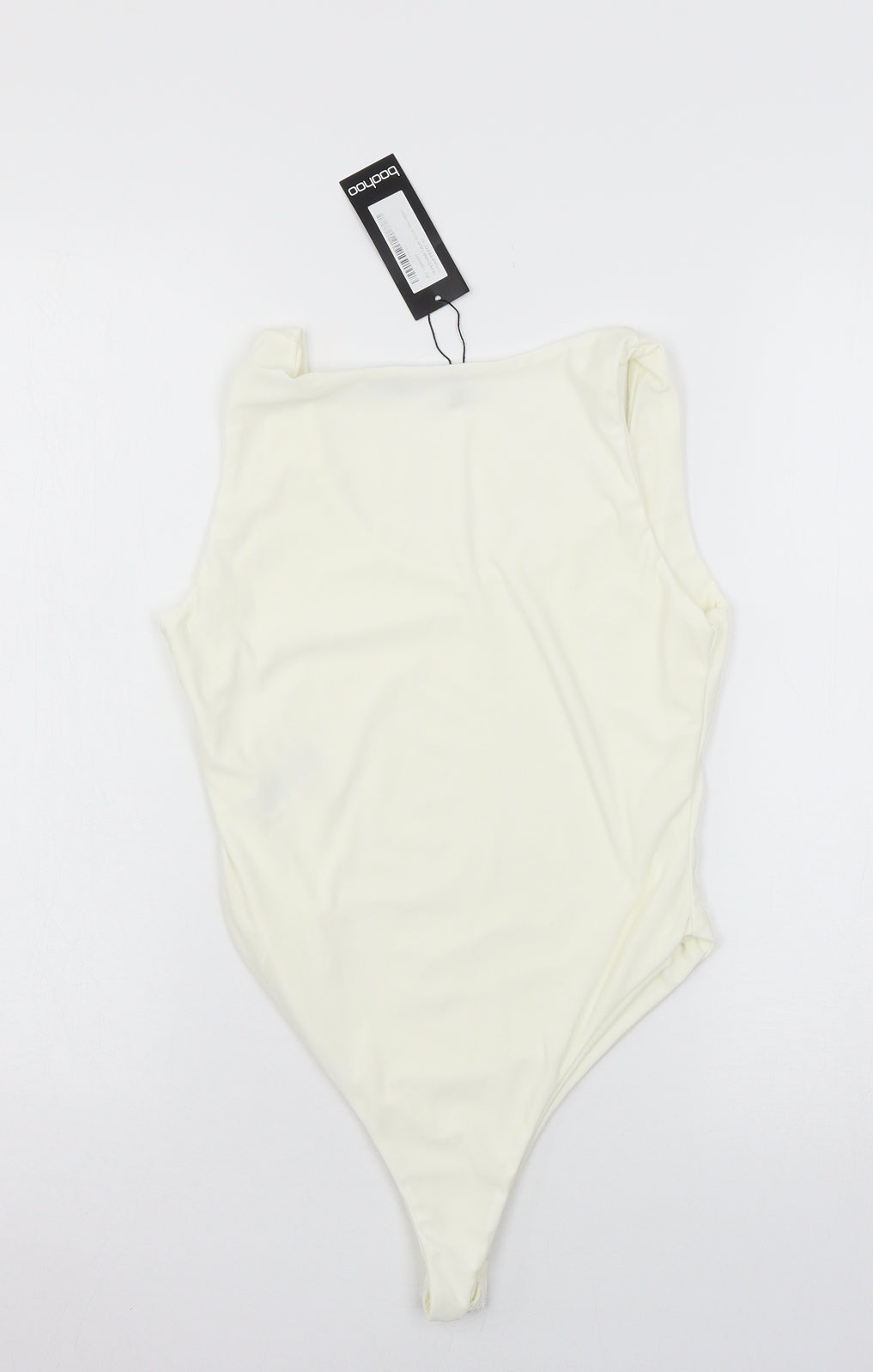 Boohoo Womens White  Jersey Bodysuit One-Piece Size 12