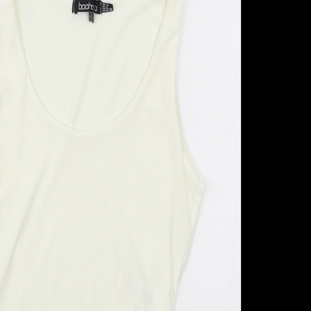 Boohoo Womens White  Jersey Bodysuit One-Piece Size 12