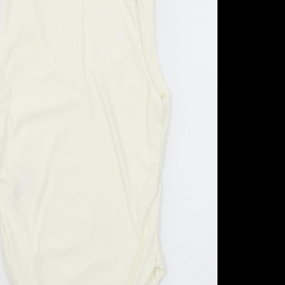 Boohoo Womens White  Jersey Bodysuit One-Piece Size 12
