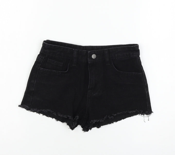 SheIn Girls Black  Denim Hot Pants Shorts Size 9 Years