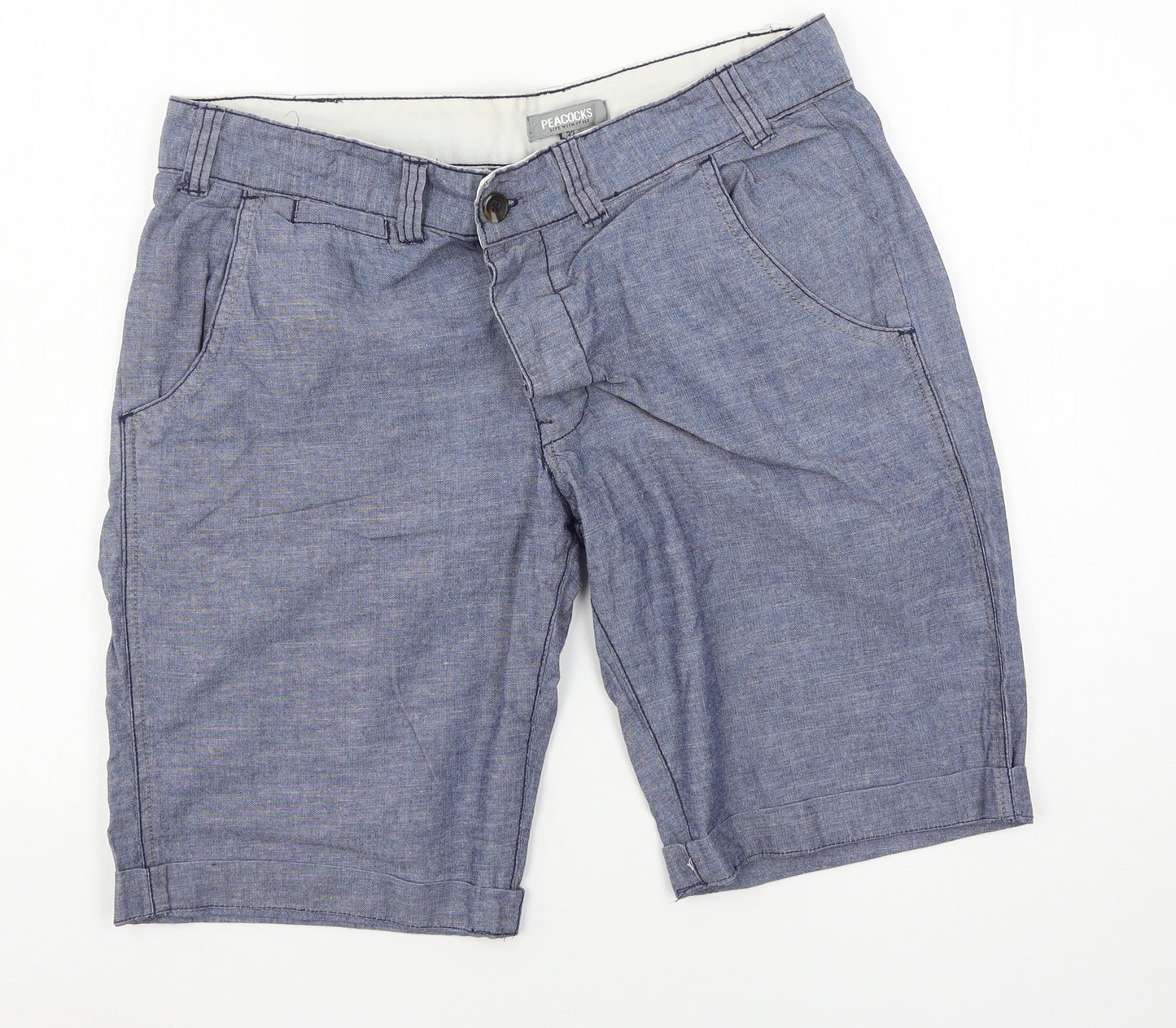 Peacocks Mens Blue   Chino Shorts Size 32 in