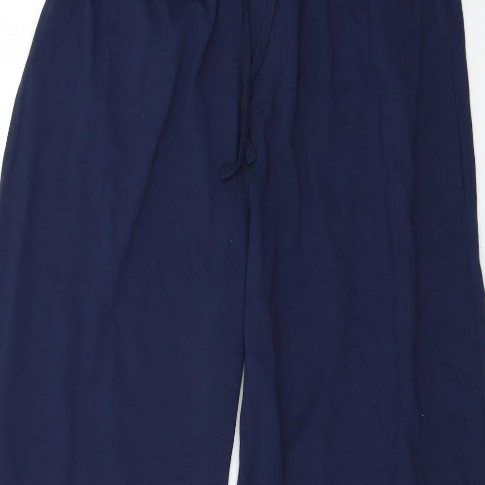 F&F Womens Blue Solid Jersey Capri Pyjama Pants Size M