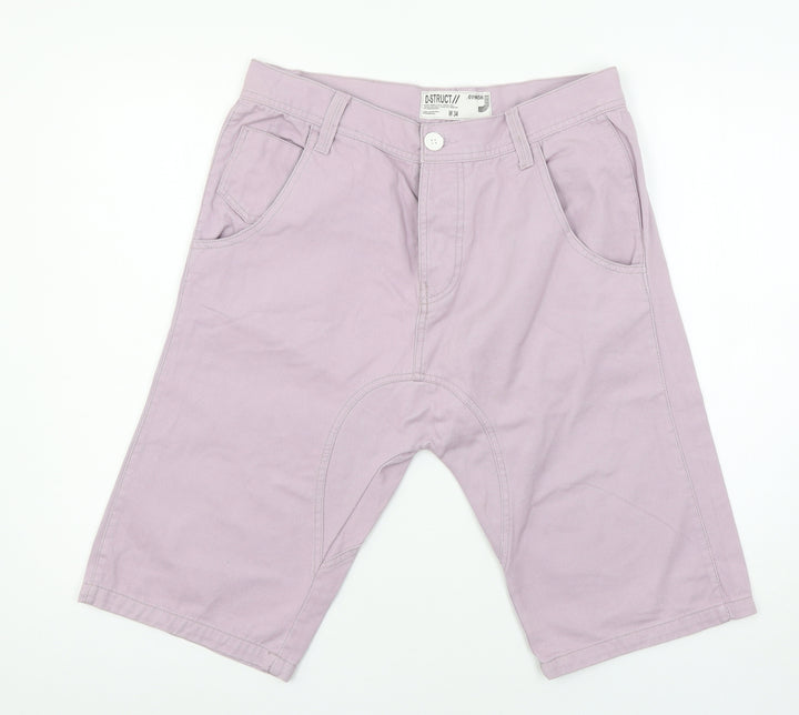 D-Struct Womens Purple  Denim Chino Shorts Size 34 in