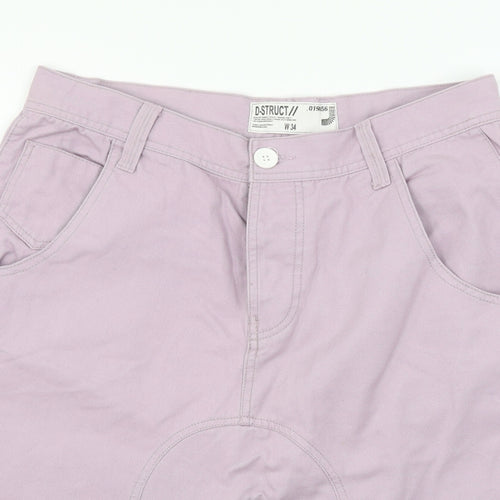 D-Struct Womens Purple  Denim Chino Shorts Size 34 in