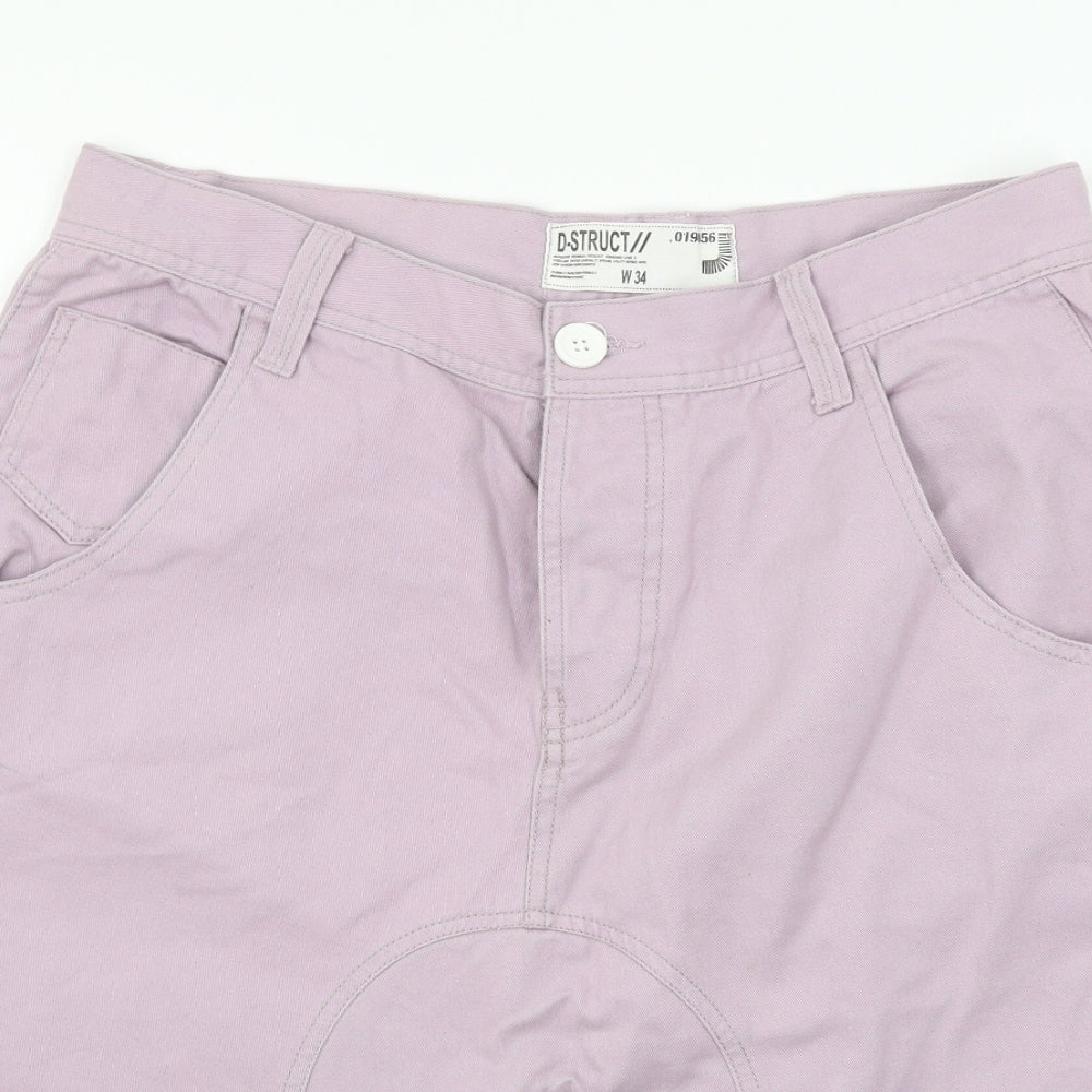 D-Struct Womens Purple  Denim Chino Shorts Size 34 in